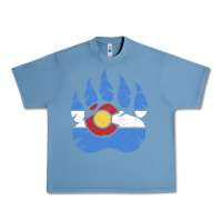 Pebble Blue colorado state flag bear paw print pocket place Urban Heavy Tee - linhVisuals