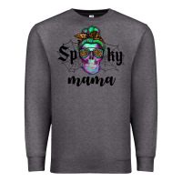 Charcoal Heather spooky mama skull Premium Sweatshirt - RanaPortraitStore