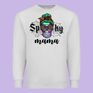 Spooky Mama Skull Premium Sweatshirt Designed By Ranaportraitstore