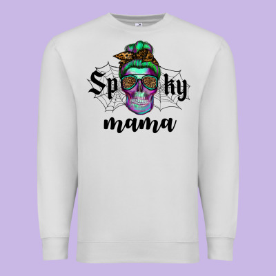 Spooky Mama Skull Premium Sweatshirt Designed By Ranaportraitstore
