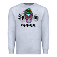Heather Grey spooky mama skull Premium Sweatshirt - RanaPortraitStore