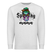 Oatmeal Heather spooky mama skull Premium Sweatshirt - RanaPortraitStore