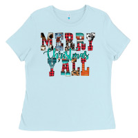 Baby Blue merry christmas y'all Ladies Tee - CowhideDigitalArt