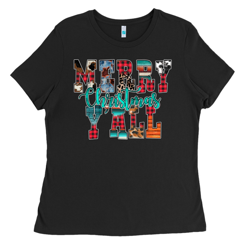 Merry Christmas Y'all Ladies Tee by CowhideDigitalArt | Teevron