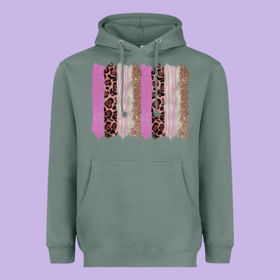 Pink Glitter Leopard Brushstroke Background Heavyweight Hoodie Designed By Ranaportraitstore