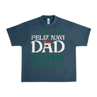 Midnight Navy feliz navi dad ugly christmas sweater funny spanish xmas pun gift for Urban Heavy Tee - linhVisuals