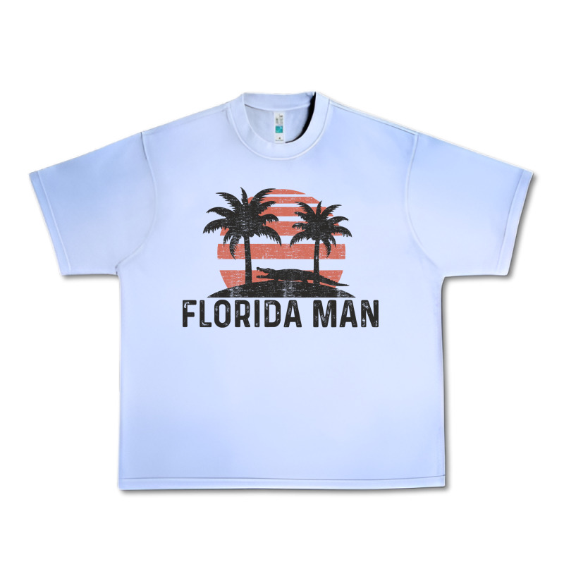 Florida Man State Funny Meme Vintage Palm Trees And Sunset Retro Sun Urban Heavy Tee by linhVisuals | Teevron