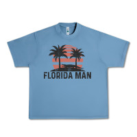 Pebble Blue florida man state funny meme vintage palm trees and sunset retro sun Urban Heavy Tee - linhVisuals