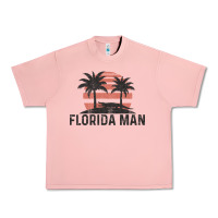 Salmon florida man state funny meme vintage palm trees and sunset retro sun Urban Heavy Tee - linhVisuals
