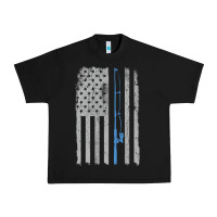 Black fishing american flag vintage fishing rod patriotic 4ht of july gift f Urban Heavy Tee - linhVisuals