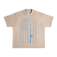 French Oak fishing american flag vintage fishing rod patriotic 4ht of july gift f Urban Heavy Tee - linhVisuals