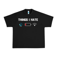 Black funny things i hate low battery and wifi connection Urban Heavy Tee - linhVisuals