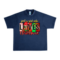 Navy just a girl who loves christmas Urban Heavy Tee - CowhideDigitalArt