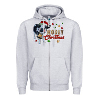Heather Grey mooey christmas Zipper Hoodie - RanaPortraitStore