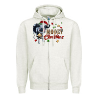 Oatmeal Heather mooey christmas Zipper Hoodie - RanaPortraitStore