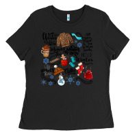 Black winter festive essentials Ladies Tee - CowhideDigitalArt