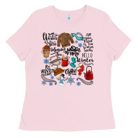 Bubblegum Pink winter festive essentials Ladies Tee - CowhideDigitalArt