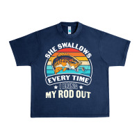 Navy she swallows every time i bring my rod t  shirt she swallows every tim Urban Heavy Tee - linhVisuals