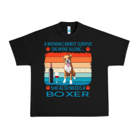 Black boxer t  shirt a woman cannot survive on wine alone she also needs box Urban Heavy Tee - linhVisuals
