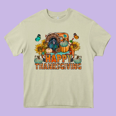 Happy Thanksgiving With Truck Bbs Heavy Core Tee Designed By Bundleandbundleshop