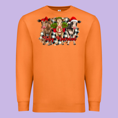 Feliz Navidad Heifers Front View Premium Sweatshirt Designed By Ranaportraitstore