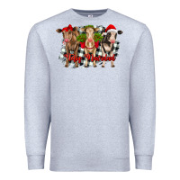 Heather Grey feliz navidad heifers front view Premium Sweatshirt - RanaPortraitStore