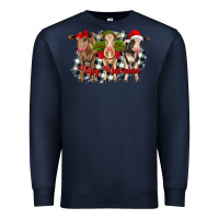Navy feliz navidad heifers front view Premium Sweatshirt - RanaPortraitStore