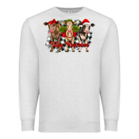 Oatmeal Heather feliz navidad heifers front view Premium Sweatshirt - RanaPortraitStore