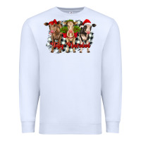 White feliz navidad heifers front view Premium Sweatshirt - RanaPortraitStore