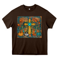 Chocolate Brown fall cross tumbler Heavy Core Tee - RanaPortraitStore