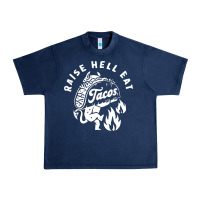 Navy Raise Hell Eat white Urban Heavy Tee - linhVisuals