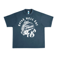 Midnight Navy Raise Hell Eat white Urban Heavy Tee - linhVisuals