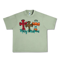 Oil Green merry Christmas cross Urban Heavy Tee - CowhideDigitalArt