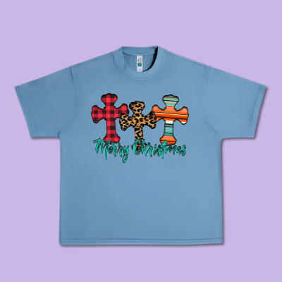 Merry Christmas Cross Urban Heavy Tee Designed By Cowhidedigitalart