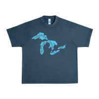 Midnight Navy great lakes of michigan Urban Heavy Tee - linhVisuals