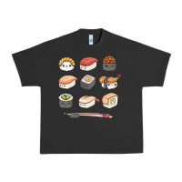Pigment Black happy sushi kawaii anime japanese food lover funny illustration gift Urban Heavy Tee - linhVisuals