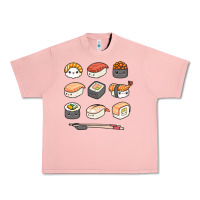 Happy Sushi Kawaii Anime Japanese Food Lover Funny Illustration Gift Urban Heavy Tee | Teevron