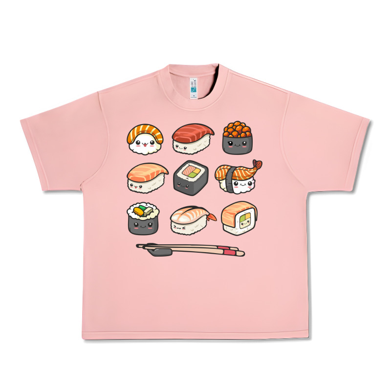 Happy Sushi Kawaii Anime Japanese Food Lover Funny Illustration Gift Urban Heavy Tee by linhVisuals | Teevron