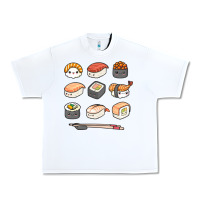 White happy sushi kawaii anime japanese food lover funny illustration gift Urban Heavy Tee - linhVisuals