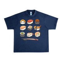 Navy happy sushi kawaii anime japanese food lover funny illustration gift Urban Heavy Tee - linhVisuals