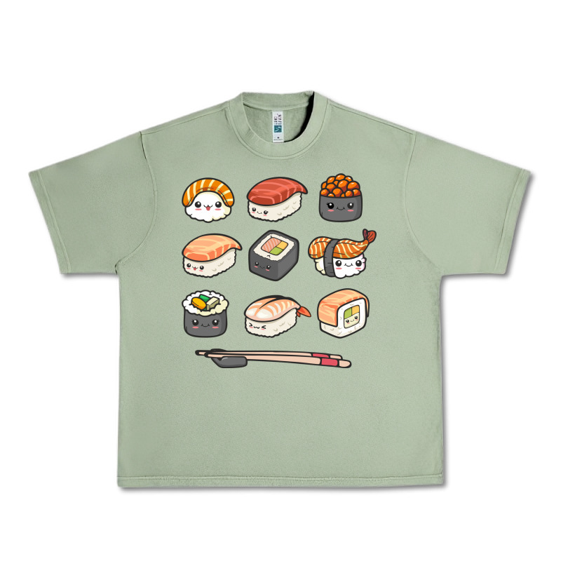 Happy Sushi Kawaii Anime Japanese Food Lover Funny Illustration Gift Urban Heavy Tee by linhVisuals | Teevron