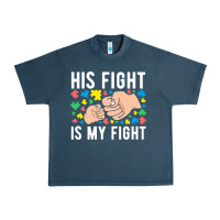 Midnight Navy his fight is my fight autism dad mom fist bump cute supportive awarene Urban Heavy Tee - linhVisuals