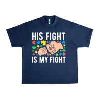 Navy his fight is my fight autism dad mom fist bump cute supportive awarene Urban Heavy Tee - linhVisuals