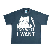 Midnight Navy i do what i want cat giving a finger funny middle finger rude graphic Urban Heavy Tee - linhVisuals