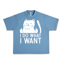 Pebble Blue i do what i want cat giving a finger funny middle finger rude graphic Urban Heavy Tee - linhVisuals