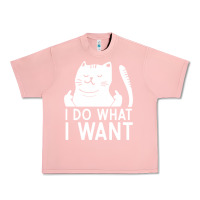 Salmon i do what i want cat giving a finger funny middle finger rude graphic Urban Heavy Tee - linhVisuals