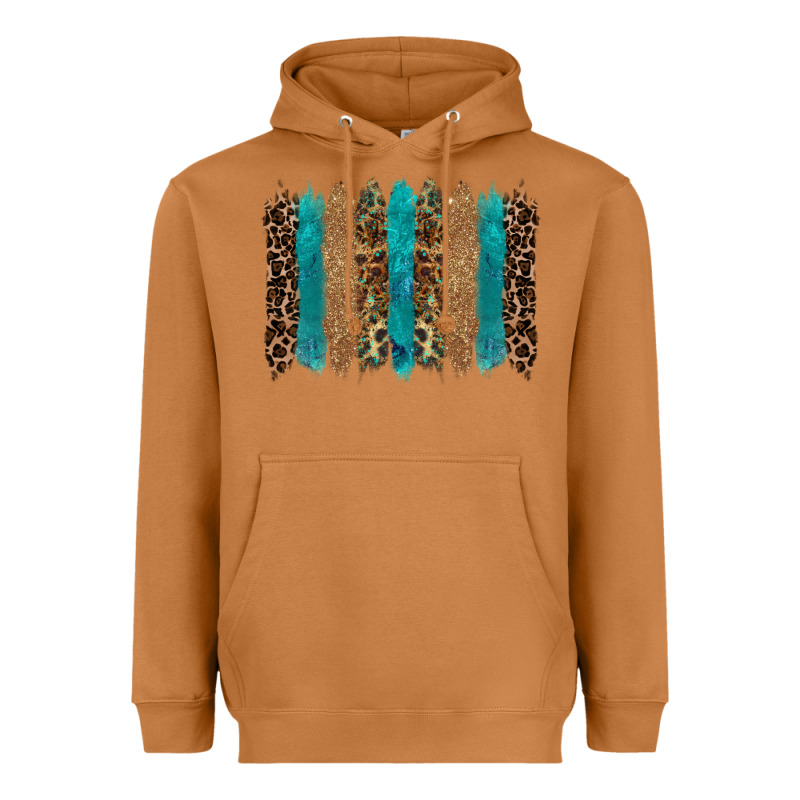 Glitter Turqoise Leopard Tooled Leather Background Heavyweight Hoodie by RanaPortraitStore | Teevron