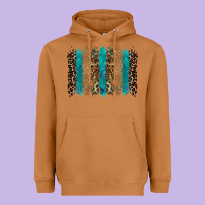 Glitter Turqoise Leopard Tooled Leather Background Heavyweight Hoodie Designed By Ranaportraitstore