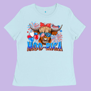 Moo Rica Ladies Tee Designed By Cowhidedigitalart
