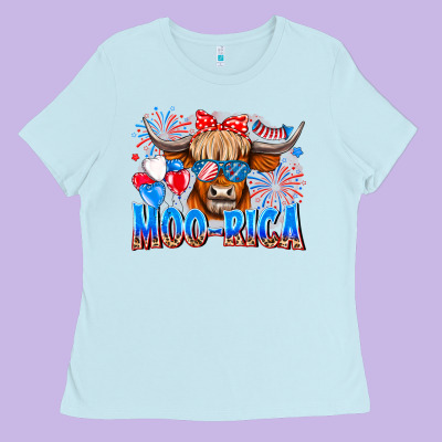 Moo Rica Ladies Tee Designed By Cowhidedigitalart